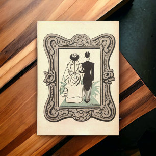 Vintage Retro Bride Groom Wedding Save the Date Invitation