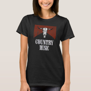 Vintage Retro Bull Skull Western Country Music T-Shirt