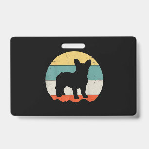Vintage Retro Bulldog Gift For Dog Dad Dog Mum ID Badge