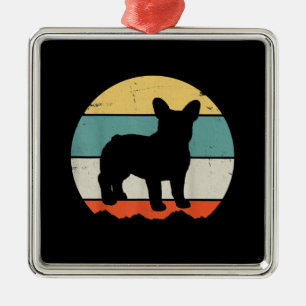 Vintage Retro Bulldog Gift For Dog Dad Dog Mum Metal Ornament