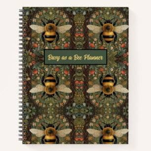 Vintage retro bumblebee boho botanical floral art notebook