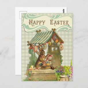Vintage Retro Bunny with Easter Eggs  Postcard