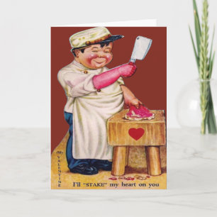 Vintage Retro Butcher Valentine Card