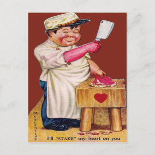 Vintage Retro Butcher Valentine Card