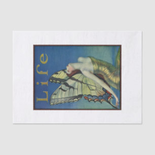 Vintage Retro Butterfly Girl Tissue Paper