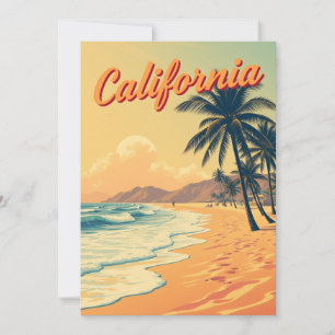 Vintage Retro California Beach Travel Card