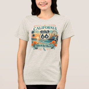 Vintage Retro California Mother Road Coast Apparel Tri-Blend Shirt