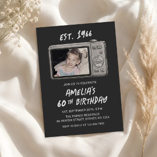 Vintage Retro Camera 60th Birthday Photo Invitation