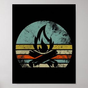 Vintage Retro Campfire Fire Funny Camping Shirt Ca Poster