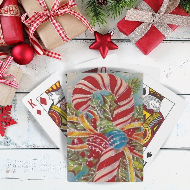 Vintage Retro Candy Cane Christmas Playing Cards (Creator Uploaded)