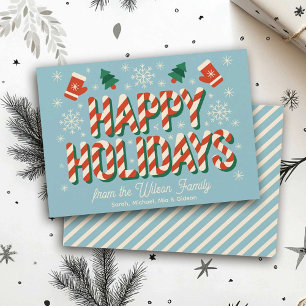 Vintage Retro Candy Cane Cosy Happy Holiday Card