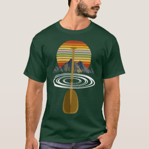 Vintage Retro Canoe Paddle  Mountains Rafting T-Shirt