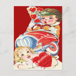 Vintage Retro Car Accident Valentine Card