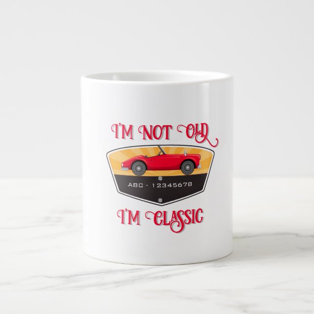 Vintage Retro Car Lover Large Coffee Mug (Front)