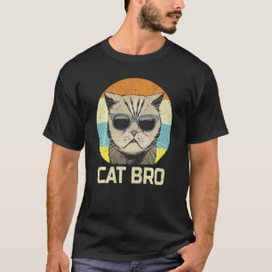 Vintage Retro Cat Bro Sunglasses Shirt Funny Broth