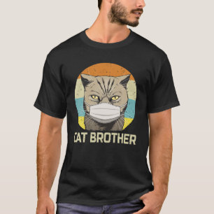 Vintage Retro Cat Brother In Face Mask Quarantine T-Shirt