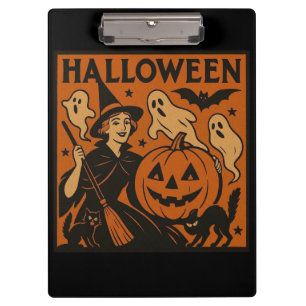 Vintage/retro cat, ghost, pumpkin & witch clipboard
