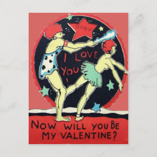 Vintage Retro Cavewoman Valentine Card
