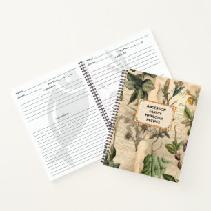 Vintage Retro Champagne Color Floral Recipe Book