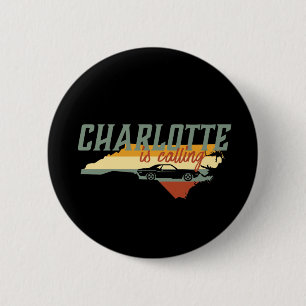 Vintage Retro Charlotte North Carolina US City Map 6 Cm Round Badge
