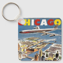 Vintage Retro Chicago travel tourism aeroplane