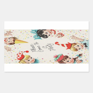 Vintage Retro Children’s Birthday Invite Rectangular Sticker