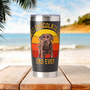 Vintage Retro Chocolate Lab Dog Dad Men Labrador R Insulated Tumbler