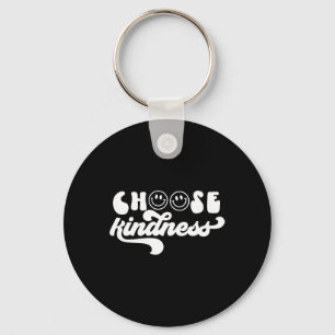 Vintage Retro Choose Kindness Smile Face Inspirati Key Ring