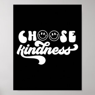 Vintage Retro Choose Kindness Smile Face Inspirati Poster