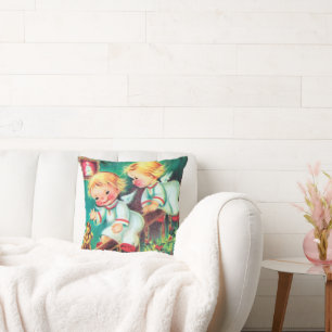 Vintage retro Christmas Angels home decor pillow