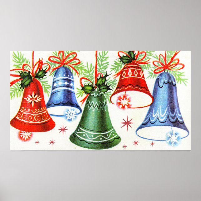 Vintage retro Christmas bells Holiday poster (Front)