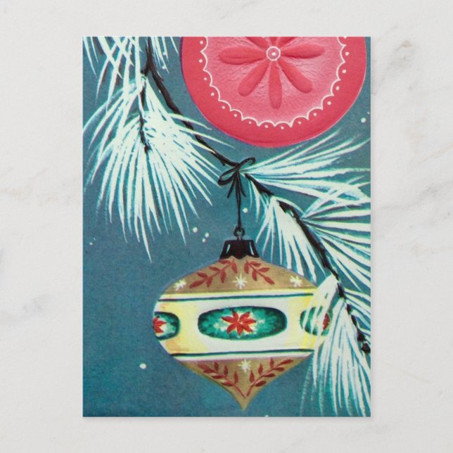 Vintage retro Christmas bulbs Holiday postcard (Front)