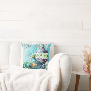 Vintage retro Christmas bulbs home decor pillow