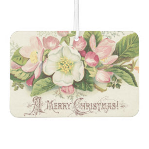 Vintage Retro Christmas Card, Apple Blossoms Car Air Freshener
