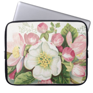 Vintage Retro Christmas Card, Apple Blossoms Laptop Sleeve