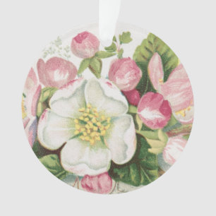 Vintage Retro Christmas Card, Apple Blossoms Ornament