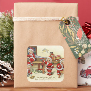 Vintage retro Christmas card Holiday sticker