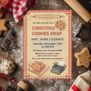 Vintage Retro Christmas Cookie Swap  Invitation