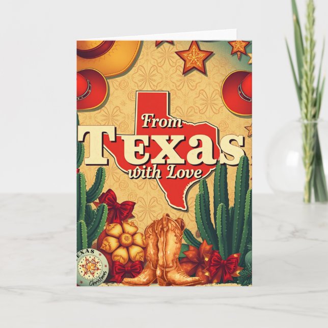 Vintage Retro Christmas  From Texas with Love Card (Front)