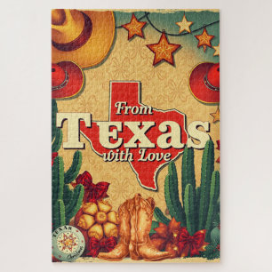 Vintage Retro Christmas From Texas with Love Jigsaw Puzzle