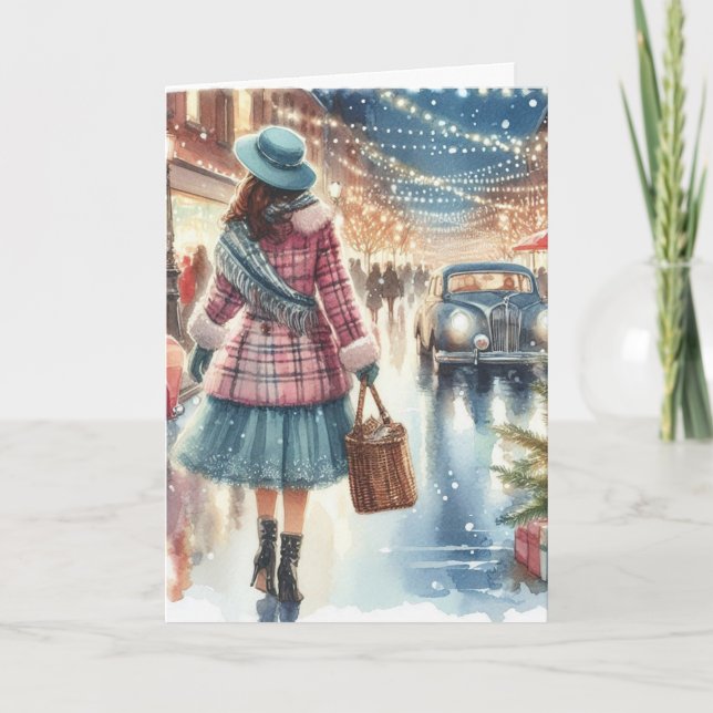 Vintage Retro Christmas Greeting Card (Front)