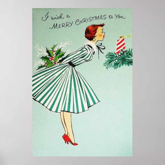 Vintage retro Christmas Holiday lady poster (Front)