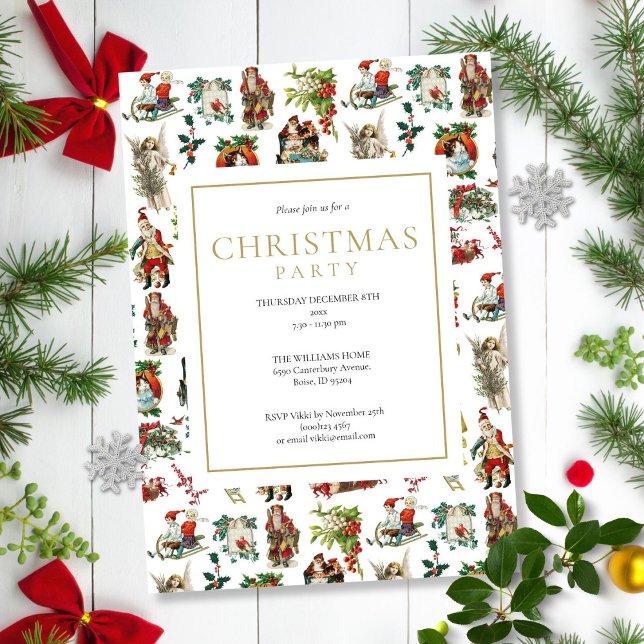 Vintage Retro Christmas Holiday Party Invitation (Vintage Retro Christmas Holiday Party Invitation)