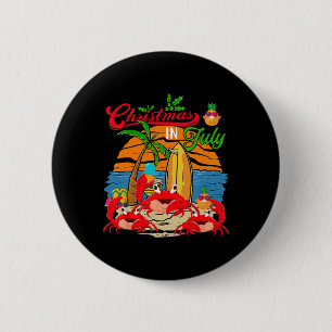 Vintage Retro Christmas In July Three Cute Crabs F 6 Cm Round Badge