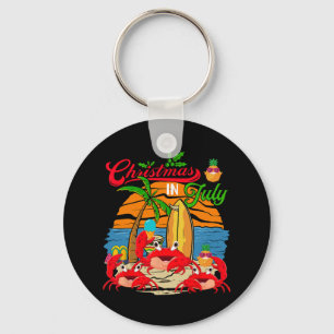 Vintage Retro Christmas In July Three Cute Crabs F Key Ring