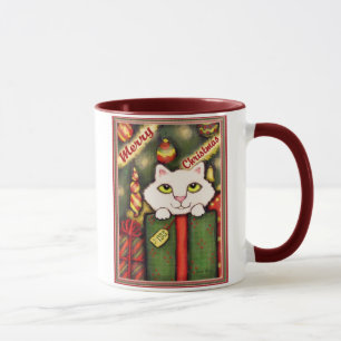 Vintage / Retro Christmas Kitty Cat Coffee Mug