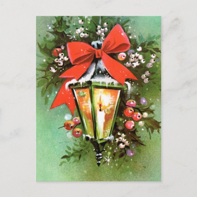 Vintage retro Christmas light Holiday postcard (Front)