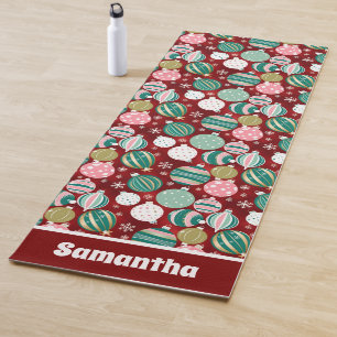 Vintage Retro Christmas Ornaments and Snowflakes Yoga Mat