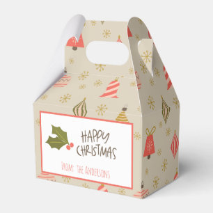 Vintage Retro Christmas Ornaments Pattern Favour Box