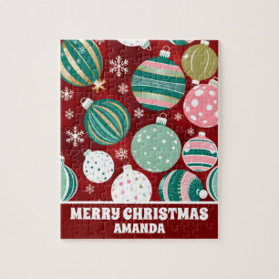vintage Retro Christmas Ornaments Snowflakes Kids Jigsaw Puzzle
